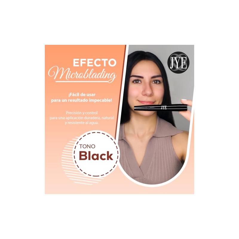 JYE Lapiz para Cejas Efecto Microblading Color Negro, Dibujo pelo