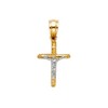 14K Two Tone Gold Jesus Crucifix Cross Pendant with 1.2mm