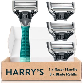 Harry's Razors for Men - Men's Green Razor + 3 Razor Blade Refills, 5 Blade Razors for Men, 3 Razor Head Refills