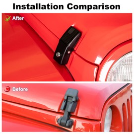 JWWY Hood Latches Hood Lock Aluminum Stainless Steel Latch Lock Fastene with Lock and Key Fit for Jeep Wrangler JK/JKU 2007-2017, JL/JLU 2018-2025 & Jeep Gladiator 2020-2025,4xe US Flag