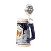 Artisan Owl Munchen Blue Shield Stoneware Beer Stein with Metal