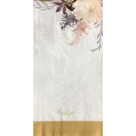 Pearls of Parchment Golden Grace Floral and Eucalyptus Buffet Paper Napkins with Scripture 16-count Guest Towel Size 3-ply, Bible Verse Napkins