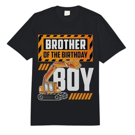 Vehicle Construction Excavator Brother of The Birthday Boy Comfort Colors Adult Heavyweight T-Shirt