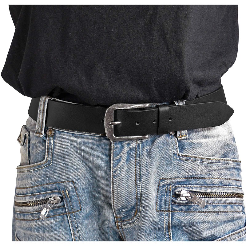 Harrys-Collection Men's Jeans Belt with Strong Antique Silver Clasp, black