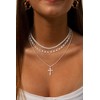 Coshilta Cross Necklace for Women,925 Sterling Silver Plated Stackable Layered