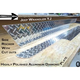 jocartsparts.com Fits JEEP Wrangler YJ Aluminum Diamond Plate Side ROCKER Panel Set 6'' WIDE