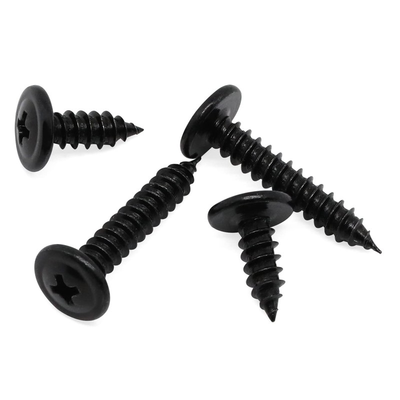 #10 x 1/2" Black Modified Wafer Truss Head Wood Screws,