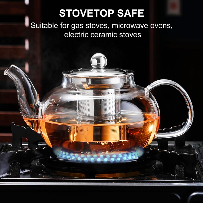 PARACITY Glass Teapot Stovetop 20 OZ/600ml, Tea pot with Removable