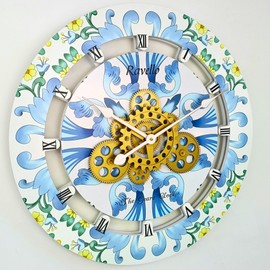 The Gears Clock Wall Clock Italy Collection with Moving Gears (Ravello, 24 inch Round)
