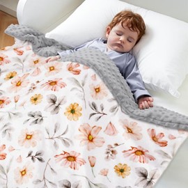 BORITAR Kids Baby Blankets Soft Plush Mink Fabric for Girls,Elegant Daisy Floral Receiving Blankets with Dotted Fleece Backing for Newborn,Toddler,Shower Gifts 30 x 40 Inch(75x100cm)
