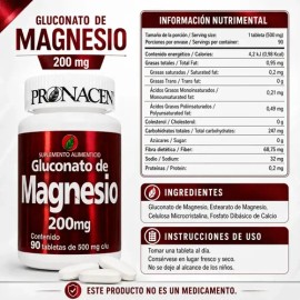 Magnesio (gluconato - 90 Tabletas) Pronacen                                                                                                           