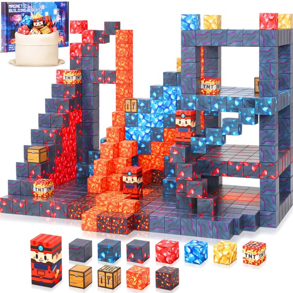 Pourbibi COOLJOYA Magnetic Blocks-54 PCS Magnetic Building Blocks, Construction Toys