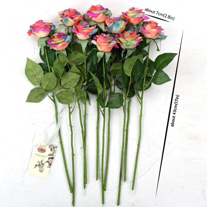 FiveSeasonStuff 10 Stems Real Touch Roses Artificial Flower Silk Roses