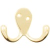 Double Robe Hook, 2-1/8" High, 1" Projection, Polished Brass by
