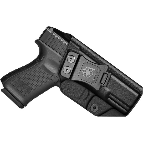 Glock 19 Holster IWB KYDEX Holster Fit: Glock 19/19X/44/45 Gen(3-5) & Glock 23/32 Gen(3-4) Pistol | Inside Waistband | Adjustable Cant | USA Made by Amberide (Black, Right Hand Draw (IWB))