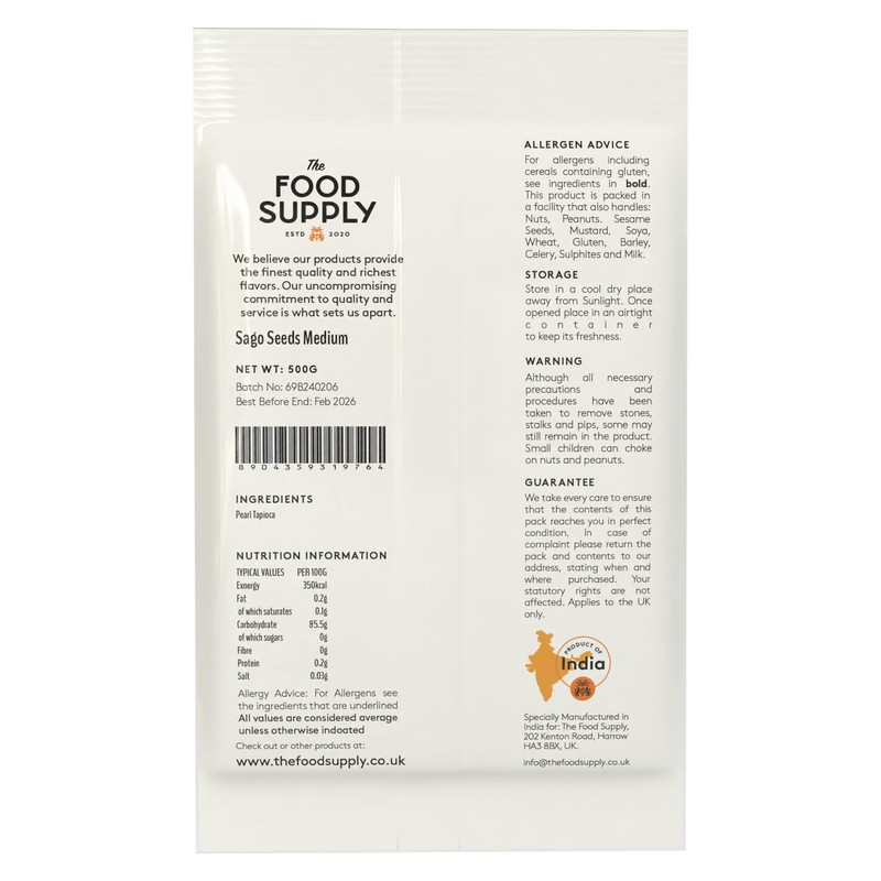 Sago Seeds Medium Tapioca Sabudana sagu- Ideal for Cooking, Baking,