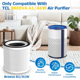 BREEVA A1 Filter Compatible with TCL BREEVA A1/A1W Air Purifi-er, Part # Breeva A1F, 3-IN-1 Efficient BREEVA A1 Filter【Not Fit for TCL Breeva A1C/A2/A3/A5】