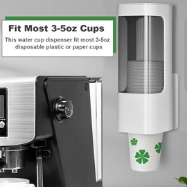 IWNTWY Cup Dispenser, Pull Type Water Cooler Cup Holder Fit 3oz-5oz Disposable Paper Plastic Cups, Wall Mount Bathroom Mouthwash Cups Dispenser with Paste for Home Office Hospital (White)