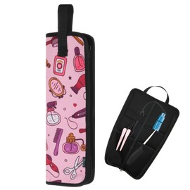 Beautyflier Premium Universal Flat Iron Holder Tavel Bag, Heat-Resistant Canvas Travel Tote Bag for Hair Straighteners, Ideal for Home & Travel Use, Fits Most Hair Tools, Pink
