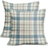 Summer Pillow Covers 18x18 Set of 2 Aqua Blue Tan