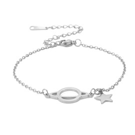 kkjoy Stainless Steel Saturn Bracelet Fantasy Planet Bangle Capricorn Guardian Star Bracelets for Women Girls, Stainless Steel