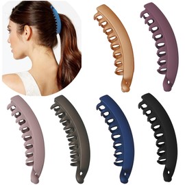 CVNRCLP 6 Pack Large Banana Hair Clips - 5 Inch Non-Slip Claw Clips for All Hair Types, Perfect for Women with Thin, Fine, or Thick Hair