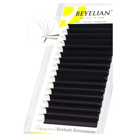 BEYELIAN Eyelash Extension 0.05 D+ Curl 10mm Tray Easy Fan Lash Extensions Volume Lashes 100°/212°F High Temperature Resistant Classic Professional Use Natural Matte Black (0.05 D+ 10mm)