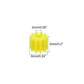sourcing map 10Pcs Plastic Gears 10 Teeth Plastic Shaft Gears Model 102AA Reduction Gear for RC Car Model DIY Robot,Yellow Module 0.5