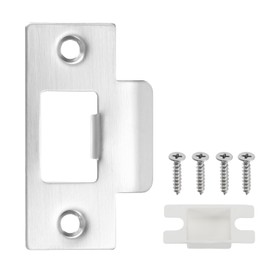 PATIKIL 2-3/4" Door Lock Strike Plate,1 Pcs Stainless T Strike Deadbolt Strike Plate,Door Backplate with Screw for Interior Exterior Door Use(Large Hole), Silver