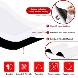 Thaibear Magnetic Whiteboard for Fridge, 3PCS Magnetic A4 Dry Erase Fridge White Board Sheet - Magnetic Kitchen Whiteboard Planner for Memos Lists and Menus 4 Marker,1 Eraser, 6 Push Pins Magnets