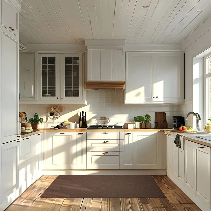 PVC Modern Anti-Fatigue Kitchen Floor Mat Foam Backing Cushioned Antimicrobial