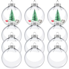 Fillable Ornaments - 80mm Clear Glass Ornaments for Crafts and Stunning Holiday Decor - Clear Ornaments for Crafts Fillable, Ideal for Christmas - Large Clear Christmas Ornaments Balls – 12-Pack