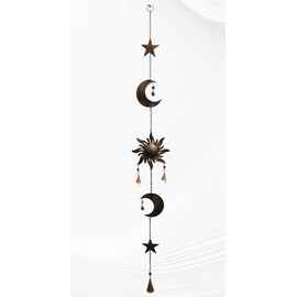 Sun Moon Star Hanging Chime Recycled Iron Wind Chime Sun Hanger Antique Look 110 cm Length