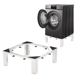 Zsytbyyds Full Size Heavy-Duty All Steel Laundry Pedestal Height 12 Inch Washing Machine Stand Universal Washer and Dryer Pedestal Adjustable Refrigerator Stand(Silvery White)