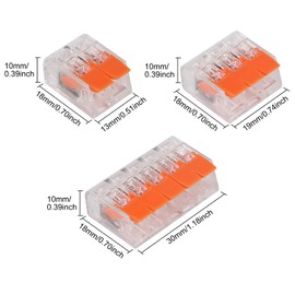 Meimom 35PCS Lever-Nut Wire Connector Kit, Orange, 2/3/5 Port, 12-24 AWG, Plastic & Metal, 100 Contacts, 2 Poles, 100 Positions
