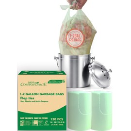 BEIDOU-PAC 4-6 Gallon Flap Tie Compostable Trash Bags, 76 Count, Kitchen Compost Bags, Sturdy Biodegradable Garbage for Food Scrap Waste, ASTM D6400, US BPI Certified