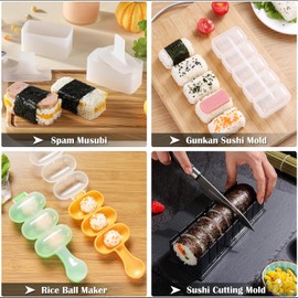 SmileTools Sushi Making Kit, 28 in 1 [Parent-Child] Sushi Roller Kit with Bamboo Mats, Sushi Bazooka, Nigiri Gunkan Sushi Mold, Musubi Maker, Rice Ball Mold & More