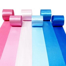 60 m Gender Reveal Satin Ribbon 50 mm Wide Ombre Pink and Blue Ribbon for DIY Crafts Gifts Packaging Invitation Cards Birthday Wedding Baby Shower Him or Her Boy or Girl Decor