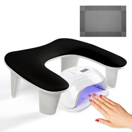 Arm Rest for Nails Tech: U-shaped Manicure Nail Arm Rest Stand Big White Armrest Microfiber PU Leather Hand Rest Pillow for Acrylic Nail Cushion