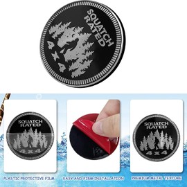 Squatch Badge Rated Car Emblem, 4 x 4 Metal Automotive Bigfoot Badge 3D Metal Car Badges Emblems Car Badge Decals Stickers Compatible for Jeep Wrangler Vehicles Trucks SUV，Round Automotive Decal