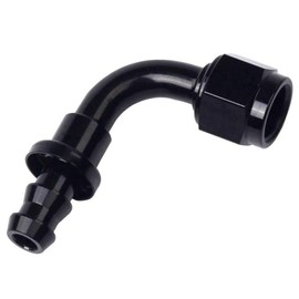 SUPERFASTRACING 8-AN 90 Degree Aluminum Hose End Fitting Push On Lock Adaptor for Oil/Fuel/Water/Fluid/Air Line - Black, 1 Pc