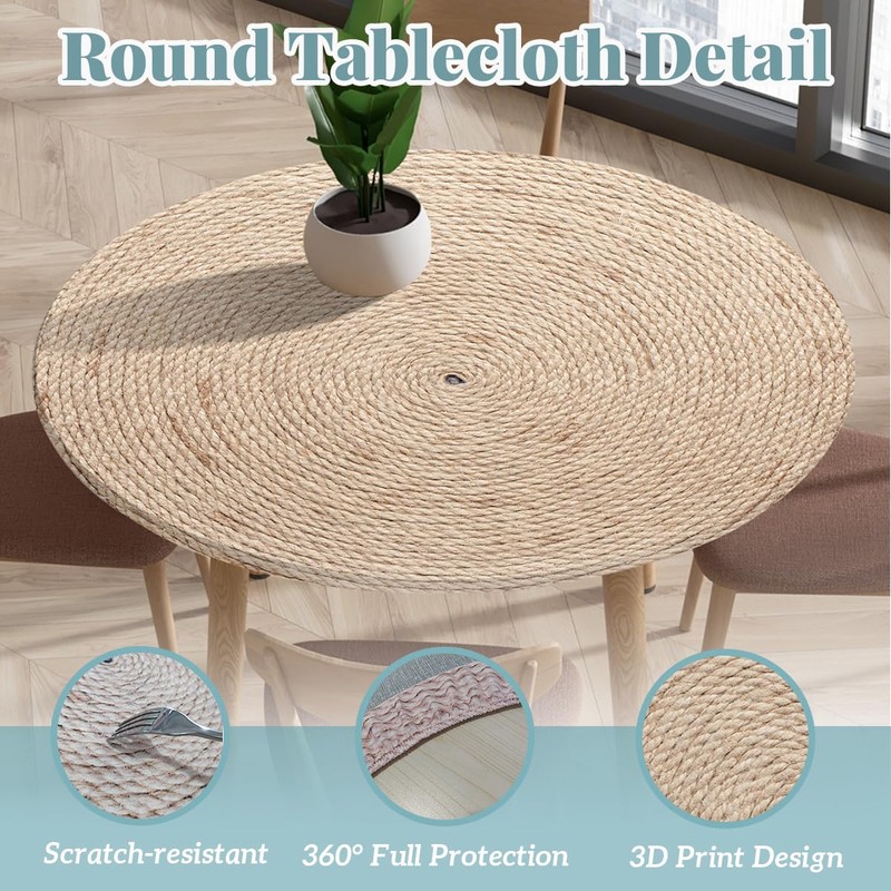 Odot Washable Tablecloth Round 70 cm, Elastic Lotus Effect Tablecloth