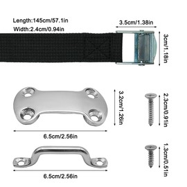 Cooler Tie Down Kit, 14 Pcs, 1"x 56"(4.7 ft) Battery Tie Down Strap with Stainless Steel Cam Buckle, Bracket and SS Screws, Fixed Straps for YETI and RTIC Coolers to Boats Luggage Belt Cars Truck Bed