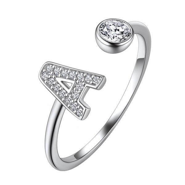 Suplight Damen Offener Ring 925 Sterling Silber Letter Ring mit