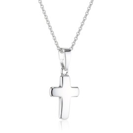 Xaana Children's and Teenager's Necklace Cross Shiny 12 MM Rhodium-Plated 925 Sterling Silver AMZ0215 36-38 CM