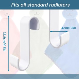 Fengguock 8 PCS Round Radiator Hooks,Towel Radiator Brackets Hooks,Radiator Towel Holder Hooks,Towel Hooks for Radiators,for All Standard Radiators, Removable, Over Door, Kitchen, Bathroom, White
