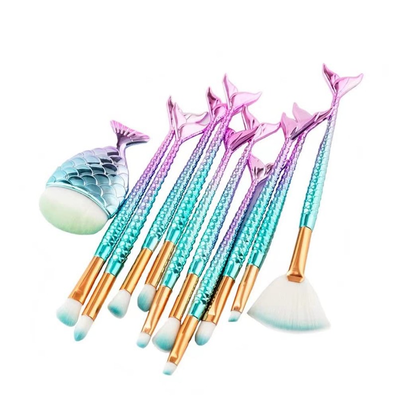 YKKJ Make Up Brush Set, 3D Mermaid Makeup Brushes, 11