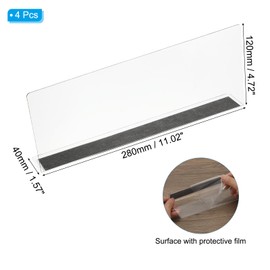 PATIKIL 4 Pack Shelf Dividers for Closet Organization, 11.1x1.6x4.8 Acrylic Magnetic Closets Separator Kitchen Cabinet Shelves Under Bed Blocker for Bedroom Kitchen Office, Clear