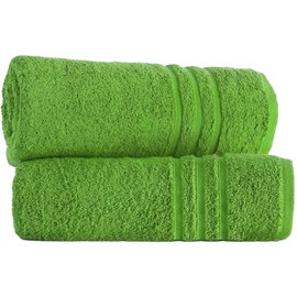 Pack of 2 Large Jumbo Bath Sheets 500 GSM 100% Egyptian Cotton Big Bath Towels Super Absorbent Soft Hotel Quality XL Bathroom Towel Set (Lime Green)