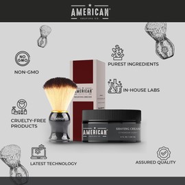 American Shaving Co. Citrowood Shaving Cream For Men With Shaving Brush 8 oz, Made in USA, Easy Application, Quality Potent Ingredients, Non-GMO, GMP Certified, Cruelty-Free Products